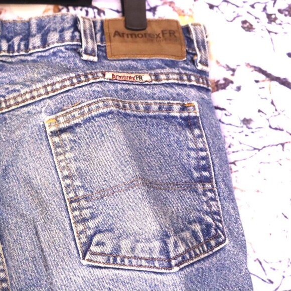 DISTRESSED JEANS 36x32 Armorex FR *FLAWED* Wide Leg Light Wash Acid Casual Denim - Picture 12 of 13
